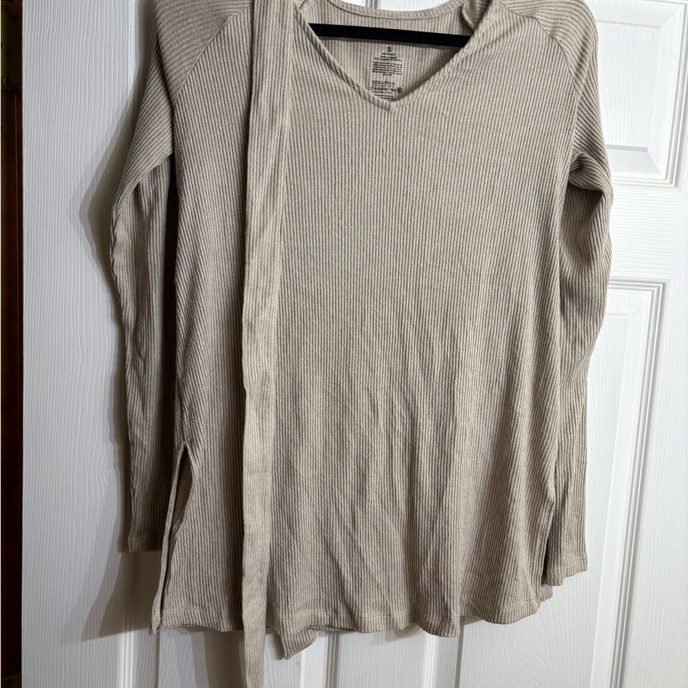Sonoma Women's Long Sleeve Ribbed Top - Beige Maternity Small